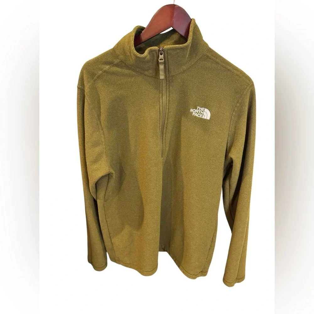 North Face Pullover Mens Long Sleeve 1/4 Zip Casual Lightweight Green Size Large